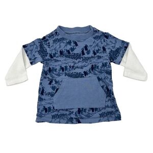 First Impressions Kids Baby Blue Mountain Pattern Long Sleeve Shirt
